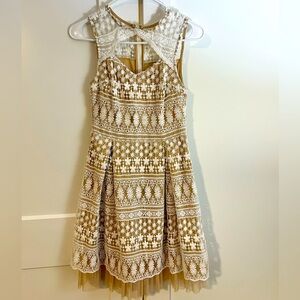 Francesca’s xs White/nude lace knee-length dress